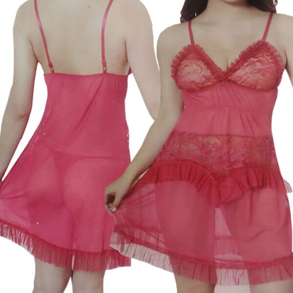 Sexy Floral Lace Short Nighty – Stylish Sleepwear & Lingerie for Women and Girls - 20242410